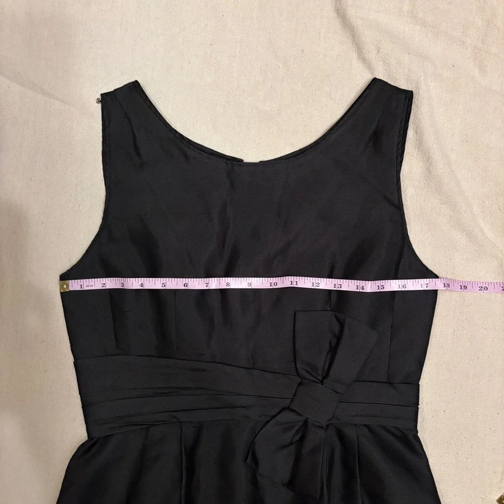 Kate Spade New York Black Silk Cotton‎ Bow Waist Cocktail Dress Size 8 Gold Zip